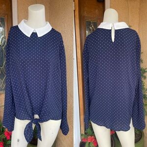 Monteau Long Sleeve Polka Dot Top (XL)